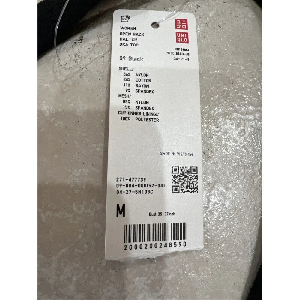 NWT!  Uniqlo Open Back Halter Bra Top Black Tank Women’s Size M - Picture 4 of 6